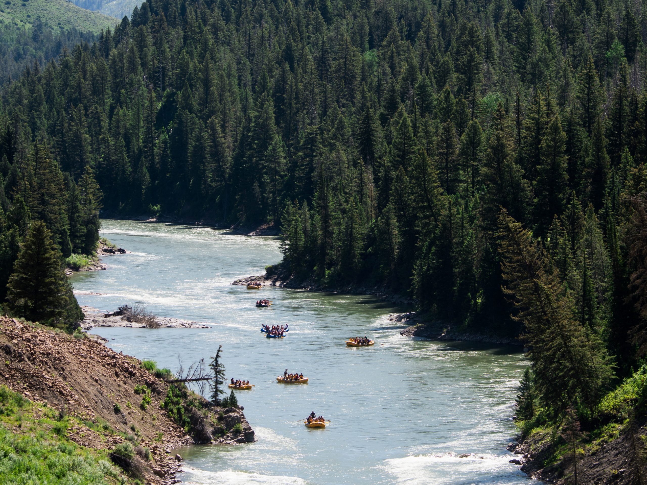 White Water Rafters float down the Snake River.